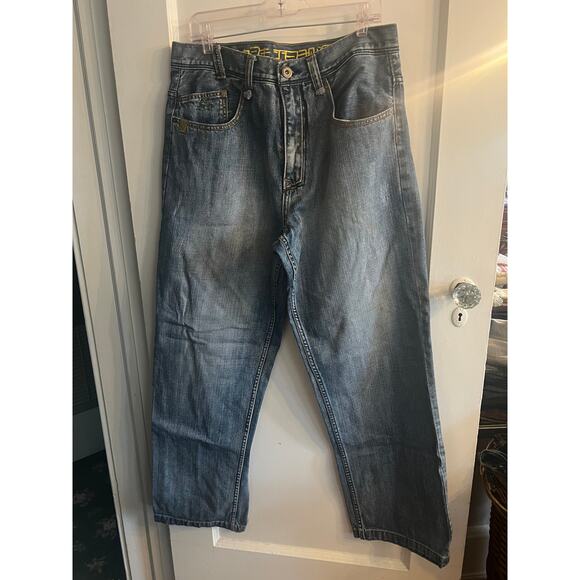 VTG Mens PEPE Baggy Jeans London Y2K Embroidered/Paint Size 34 - Picture 1 of 5